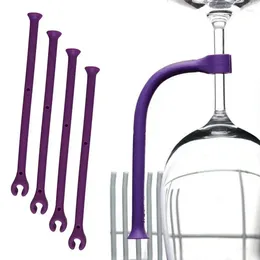 Kitchen Storage Red Wine Glass Holder 4 Adjustable Pieces Purple Silicone Stemware Fixing Bracket Creative Home Tools