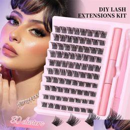 False Eyelashes Wholesale 80 Clusters Diy Segment Eyelash Glue Tweezers Set With Tool Kit Drop Delivery Health Beauty Makeup Eyes Otd3X
