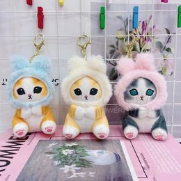 Factory wholesale 3 styles 10cm cute cartoon rabbit shark cat plush toy key chain pendant cartoon peripheral doll pendant for children