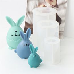 Easter Egg Rabbit Candle Silicone Mould Chinchilla Bunny Soap Resin Plaster Mould Animal Ice Chocolate Making Set Home Decor Gift