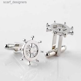 Cuff Links Silver striped cufflinks high-quality luxury mens cufflinks buttons Personalised captain French mens shirt cufflinks Y240411