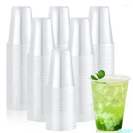 Disposable Cups Straws 100Pcs Clear Plastic Cup Outdoor Picnic Birthday Kitchen Party Tableware For