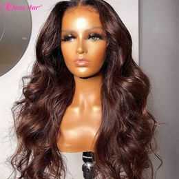 30 inch Dark Brown Body Wave Lace Front Wig 13x4 Transparent Lace Frontal Wig Human Hair Brazilian Lace Front Human Hair Wigs