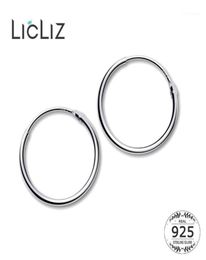 Hoop Huggie LicLiz 2021 925 Sterling Silver Simple Earrings For Women Round Circle White Gold Jewellery Loop Joyas De Plata LE04724123060