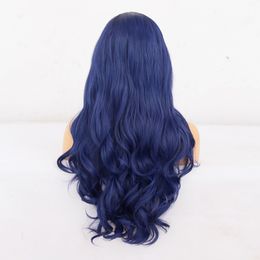 AIMEYA Ombre Blue Synthetic Lace Wigs For Black Women Lace Frontal Wig 13X4 Body Wave Wigs Natural Hairline Cosplay Wig Used