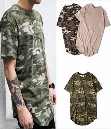 2019 Summer Solid Curved Hem Camo Tshirt Men Longline Extended Camouflage Hip Hop Tshirts Urban Kpop Tee Shirts Mens Clothing5399689