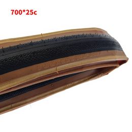 Bicycle Tyre 700 * 23 25C Road Bike Folding Tyre Wheels 60 tpi Road Bike Brown Edge puncture-proof 700C Cycling JILUER Tyre Part