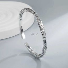 Bangle 925 Sterling Silver Geometry Totems Open Bracelets Bangles For Women Luxury Designer Jewellery Gift Female GaaBou 24411