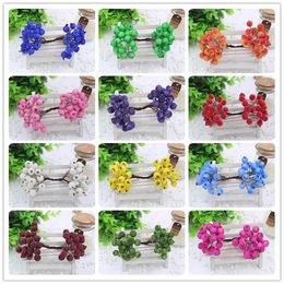 Decorative Flowers 20pc/40head Lovely Artificial Fruit Glass Berries Stamen Christmas Decoration DIY Candy Gift Box Scrapbooking Red Cherry