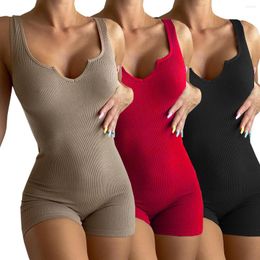 Women's Jumpsuits Solid Colour Casual V-neck Slim Fit Bodysuit