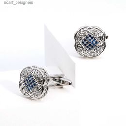 Cuff Links Cufflinks for Men TOMYE XK21S009 High Quality Luxurious Blue Zircon Square Silver Colour Tuxedo Dress Shirt Cuff Links for Groom Y240411