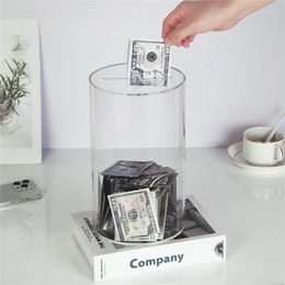Clear Money Bank Box Acrylic Saving Money Box Transparent Piggy Bank Cube Saving Coins Storage Box Money Saving Jar Kids Gift