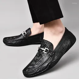 Casual Shoes Crocodile Pattern Men Loafers Leather Slip-On Business Comfortable Moccasin Driving