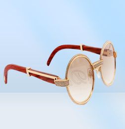 2019 new natural wood full frame diamond glasses 7550178 high quality sunglasses the entire frame is wrapped in diamonds Size 552305432