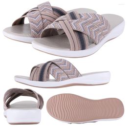 Casual Shoes Women Slide Sandals Wide Width Cross Strap Thick Cushion Slippers Open Toe Platform Wedge Lightweight For Summer
