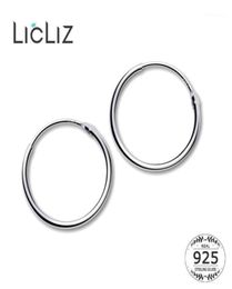 Hoop Huggie LicLiz 2021 925 Sterling Silver Simple Earrings For Women Round Circle White Gold Jewellery Loop Joyas De Plata LE04728942904