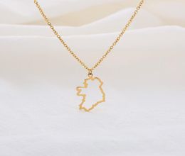 10PC Outline Republic of Ireland Map Necklace Continent Europe Country Dublin Pendant Chain Necklaces for Motherland Hometown Iris6561983