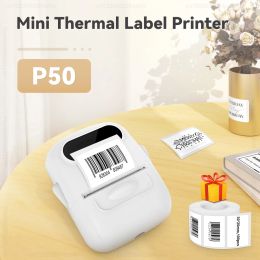 Printers Portable Thermal Label Printer P50 Bluetooth Inkless Label Maker with P50 Selfadhesive Label Tape fast Printing Home Office Use