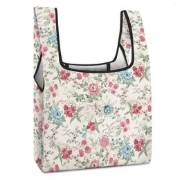 Shopping Bags Waterproof Foldable Large Food Handbag Colorful Floral Print Bag For Products Reusable Leisure