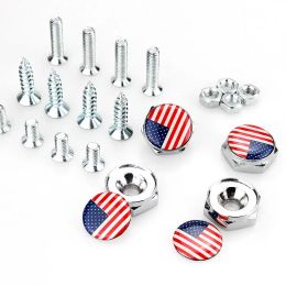 4Pcs USA Italy Germany British Flag Metal Screws Licence Plate Bolts For VW BMW Audi Toyota Honda Alfa Romeo Car Accessories