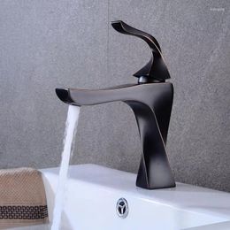 Bathroom Sink Faucets Basin Faucet Black Oil Brushed Brass Mixer Tap And Cold Single Hole Deck Mounted Wash Water Taps