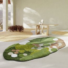 Nordic 3D Lawn Moss Rugs, Irregular Home Decor, Floor Mat, Bedside Area Rug, Carpet Bedroom, Living Room, Green Forest, Chic