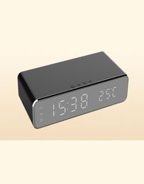 LED Electric Alarm Clock Digital Thermometer HD Mirror with Phone Wireless Charger and Date8419830