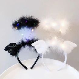 Angel Wings Feather Glowing Headband Fairy Hair Band Led Light Hair Hoop Cosplay Anime Accessories