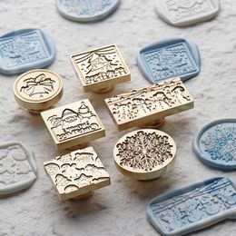 Wax Paint Seal Stamp 25MM Christmas Cookie Man Snowflake Copper Head Envelopes Wedding Invitations Scrapbooking Gift BBT-AB1601