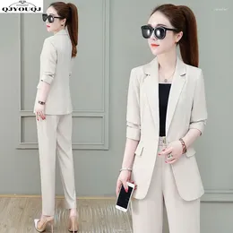 Women's Two Piece Pants Suit Set 2024 Spring/Summer Korean Edition Long Sleeved Professional Dress Style Slimming Casual