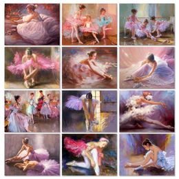 GATYZTORY 60x75cm Frame DIY Painting By Numbers Ballerina Girl Acrylic Paint Drawing By Numbers Figure Home Wall Art Picture