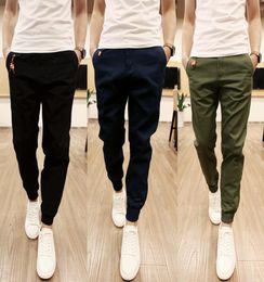 Plain Pants Men Casual Chinos Trousers Joggers Slim Fit Man Chinos Pants With Elastic Cuff Clothing Summer Autumn2084416