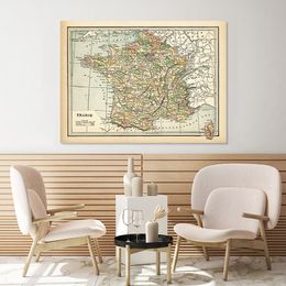 Vintage Country Map France Spain Portugal Posters Canvas Painting Wall Art Print Picture for Living Room Interior Home Decor