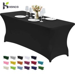 Stretch Table Cover Kitchen Tablecloth for Rectangular Folding Tables Wedding Hotel Birthday Table Cover Buffet Cloth Table Deco