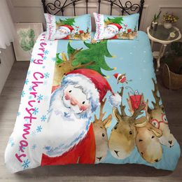 Funny Santa Claus Pattern Duvet Cover Kids Adult Bed Decor King Size Quilt Cover with Pillowcase Birthday Present Christmas Gift