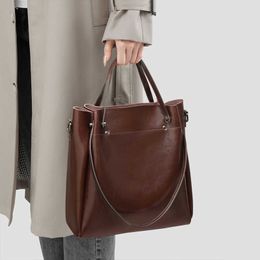 Bag Womens 2024 Crossbody Commuter Tote Genuine Leather Large Capacity One Shoulder Handbag Bags