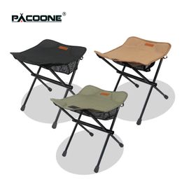 PACOONE Camping Portable Folding Stools Ultralight Aluminium Alloy Storage Chair MIni Fishing Chair Picnic Lighweight Furniture 240329