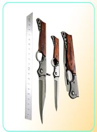 AK47 RIFLE Gun Shaped Automatic Folding Knives 440 Blade Wood Handle Pocket Tactical Flip Camping Outdoors Survival Knife With LED8931541