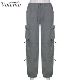 Volemo Clothes Pants Parachute Pants Cargo Femme Loose Fit Sweatpants Trousers Streetwear Outfits Women Jogger Cargo Pants