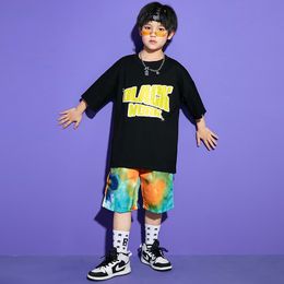 Kids Hip Hop Clothing Tshirt Tops Streetwear Tie Dye Pants Shorts For Girl Boy Jazz Dance wear Costume Cheerleaders Clothes