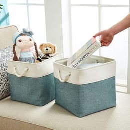 New Linen Fabric Storage Basket Large Capacity Household Square Dirty Cloth Basket Sorting Storage Basket Home Storage Supplies