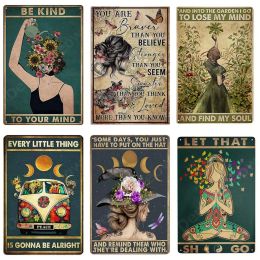 Inspirational Quotes Retro Tin Signs Be Kind to Your Mind Wall Art Sign Hippie Girl Vintage Home Room Garden Wall Decor Poster