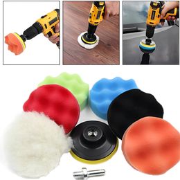 8Pcs Car Polishing Disc Self-Adhesive Buffing Waxing Sponge Wool Car Polishing Wheels Pads Car Polisher Cleaning Tool 3-7 Inch