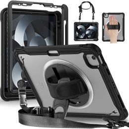 Tablet PC Cases Bags Case For iPad Pro 11 12.9 M1 M2 2022 2020 2021 Heavy Duty Shockproof Cover iPad Air 4 Air 5 10.9Mini6 Funda+Shoulder Strap Case 240411