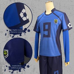 HOLOUN Blue Lock Anime OTOYA No.9 Cosplay Costume Wig Football Soccer Team Uniform Embroidery Logo Daily Sport Wearing Rose Net