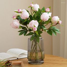 Decorative Flowers 47CM Artificial Silk Peony Bouquet Luxury Home Decor Table Flower Pography Props Fake Wedding Bridal