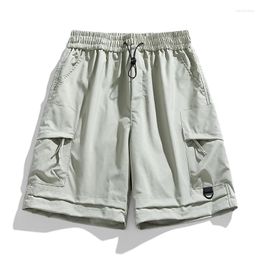 Men's Shorts 2024 Mens Clothing Summer Cargo Mid Waist Drawstring Beach Vacation Knee Pants Casual Solid Color Pockets All-match