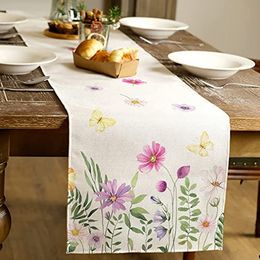 Summer Decor Floral Table Runner Seasonal Holiday Floral Decor Farmhouse Indoor Vintage Theme Party Dinner Party Table Runner