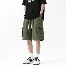 Men's Shorts 2024 Summer Fashion Cargo Outdoor Beach Pants Multi-Pocket Drawstring Breathable Casual Loose Sports Bermuda