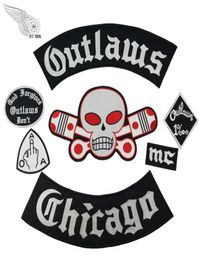 Popular Outlaw Chicago Embroidery Patches For Clothing Cool Full Back Rider Design Iron On Jacket Vest80782524248277